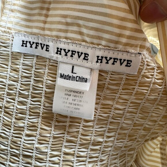 HYFVE Striped Bustier Top khaki and white striped cropped fitted sweetheart - Picture 10 of 11